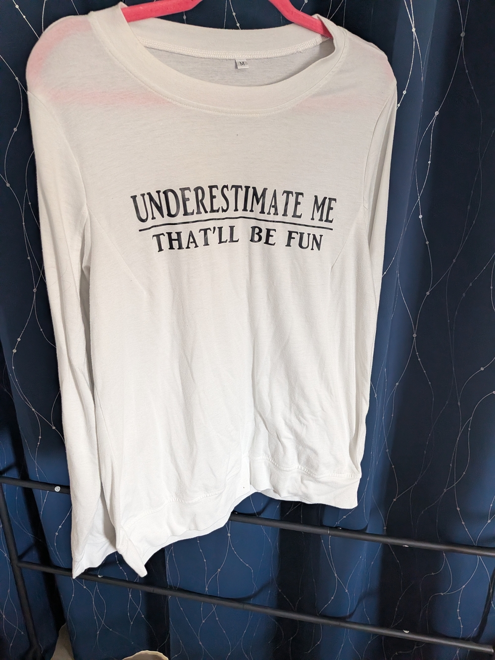 White Graphic Long Sleeve Tee - "Underestimate Me"